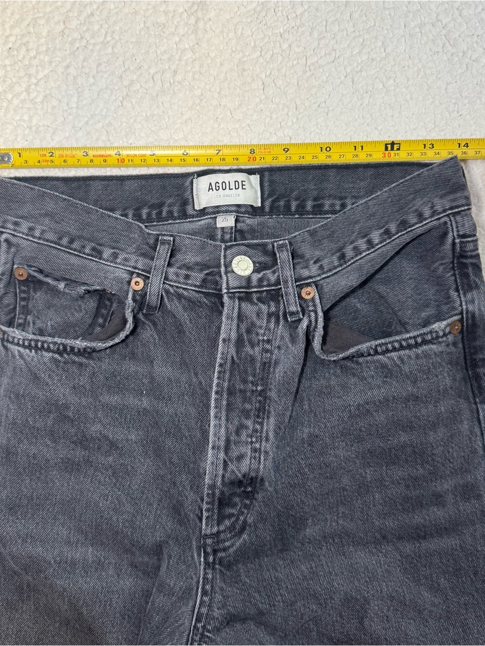 Agolde 90s Mid Rise Loose Fit Jeans Size 25 Wash Photogram Faded Black - Picture 6 of 10